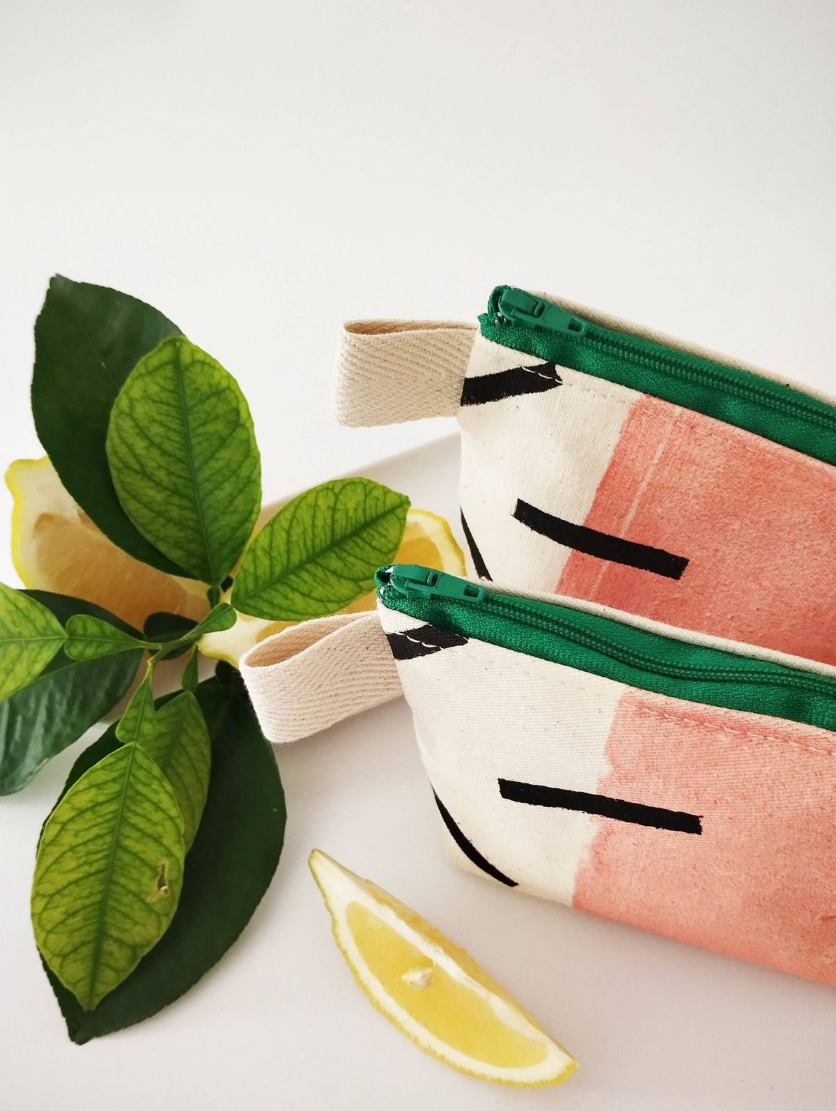 Trousse de maquillage funky rose en toile de coton
