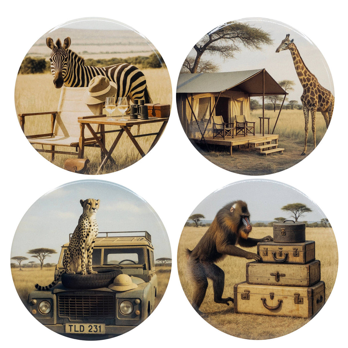 Sous-verres en céramique (Set de 4)- Safari