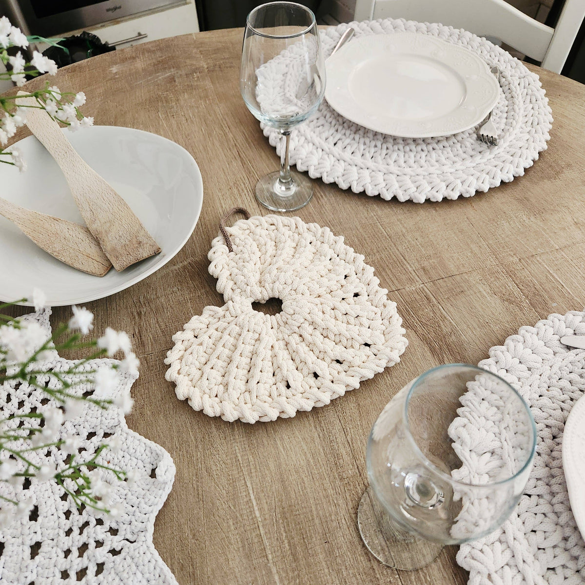 Dessous de plat, cœur de coton: Gris