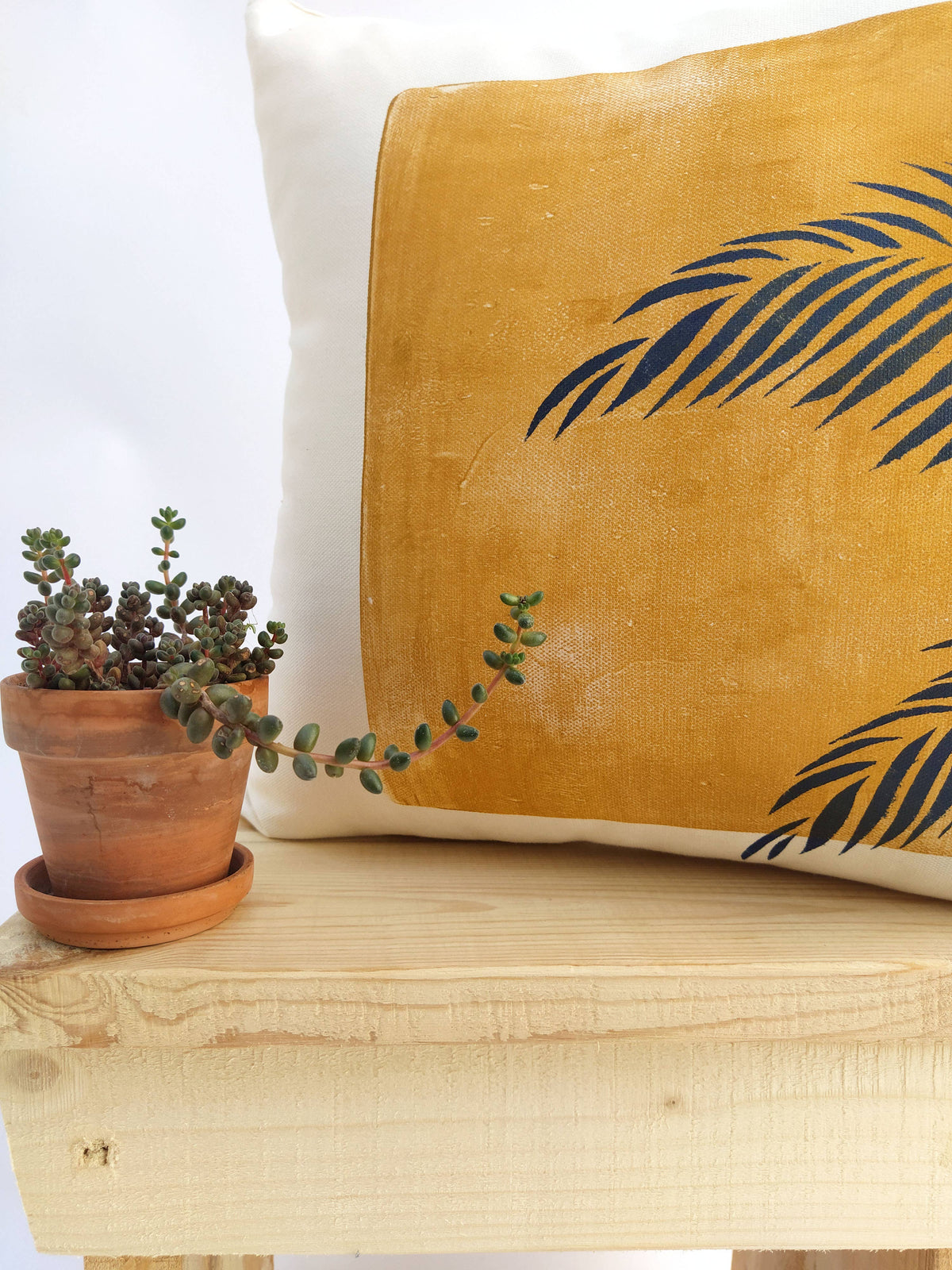 Housse de coussin décorative avec feuille de palmier imprimée