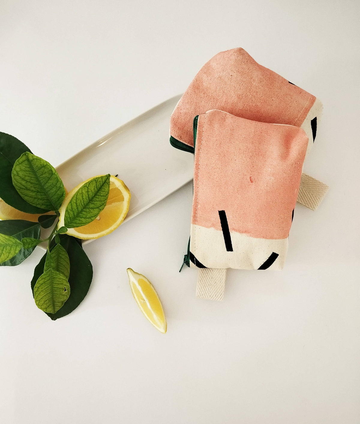 Trousse de maquillage funky rose en toile de coton