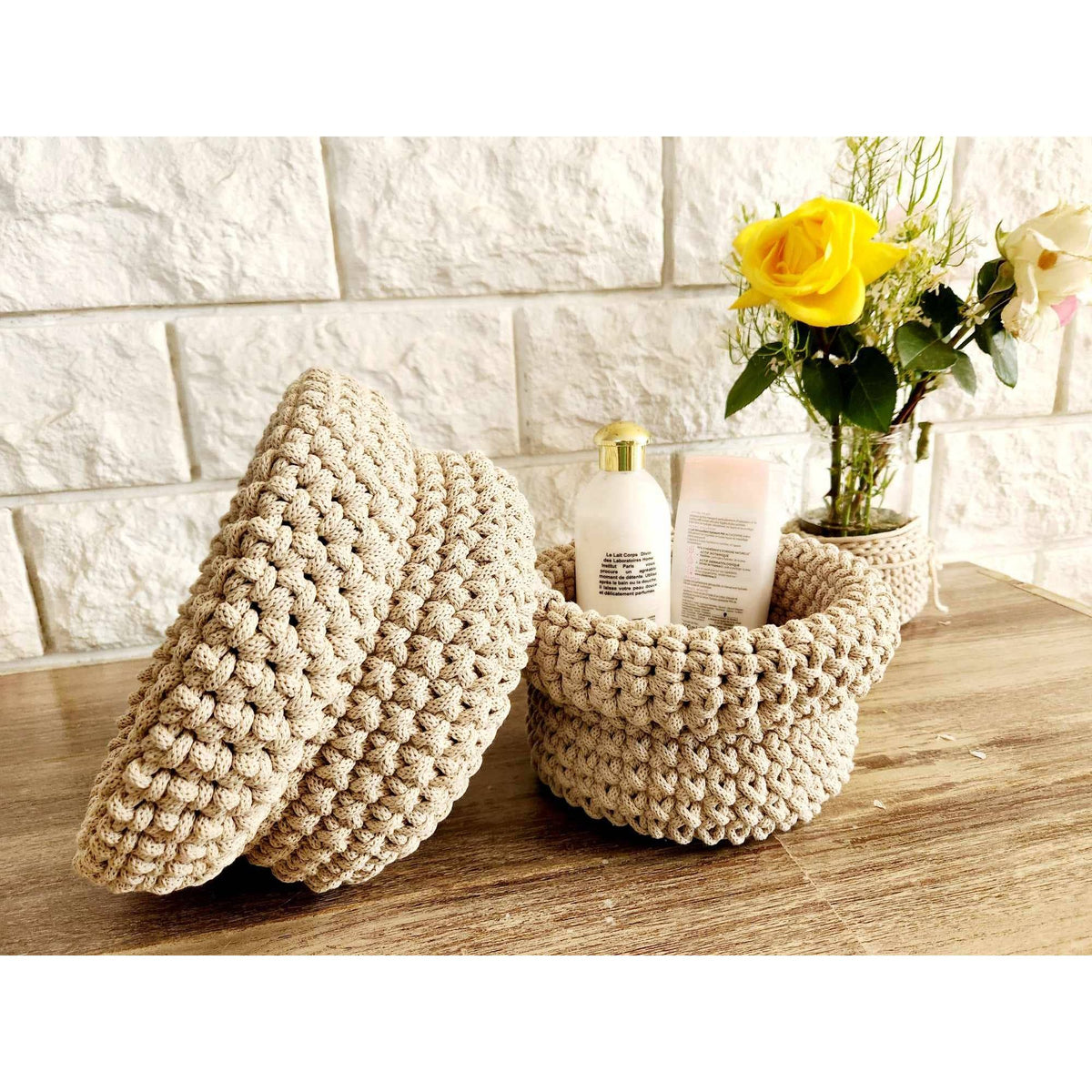 Corbeille crochet  rangement  pour n'importe quel espace: Gris / S
