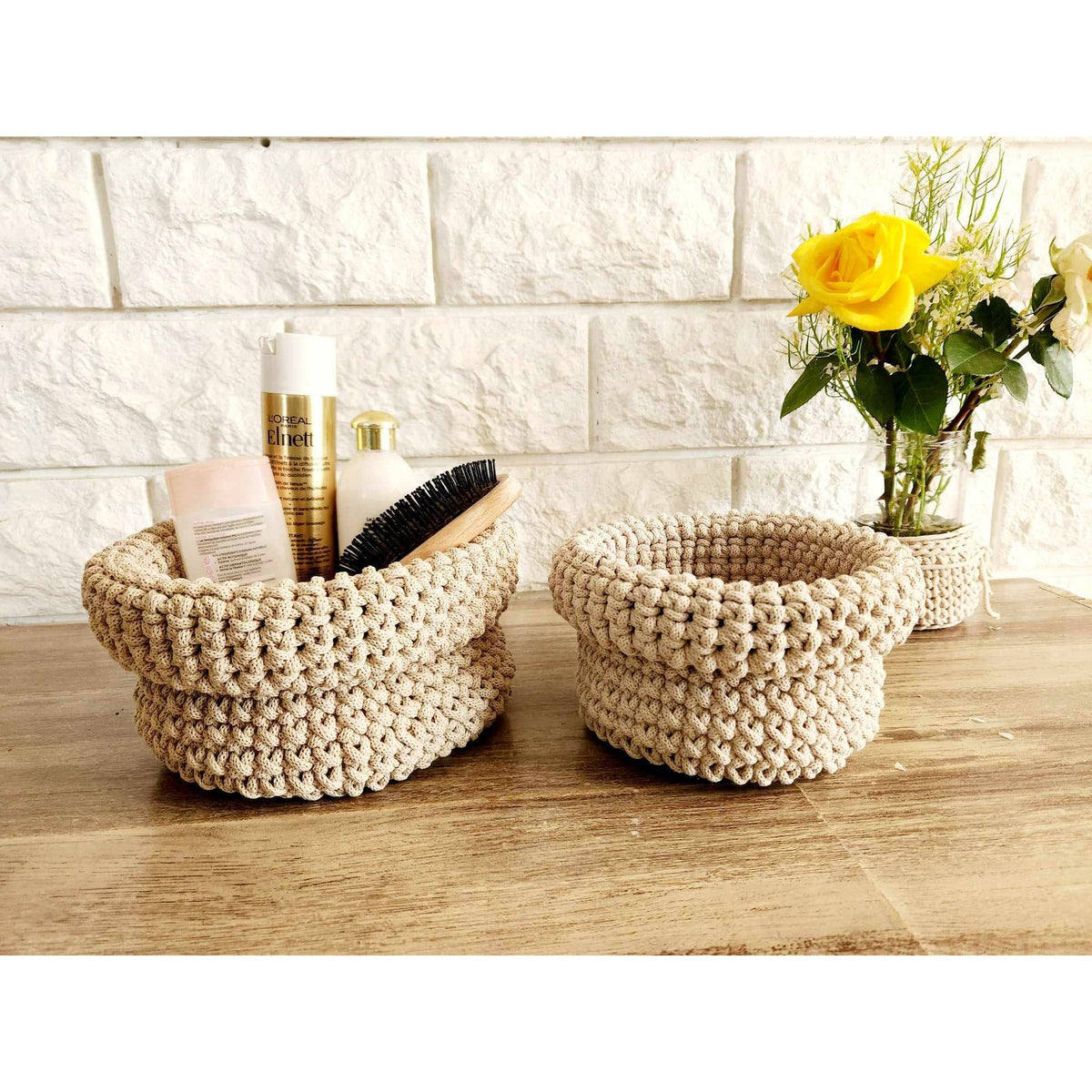 Corbeille crochet  rangement  pour n'importe quel espace: Gris / S
