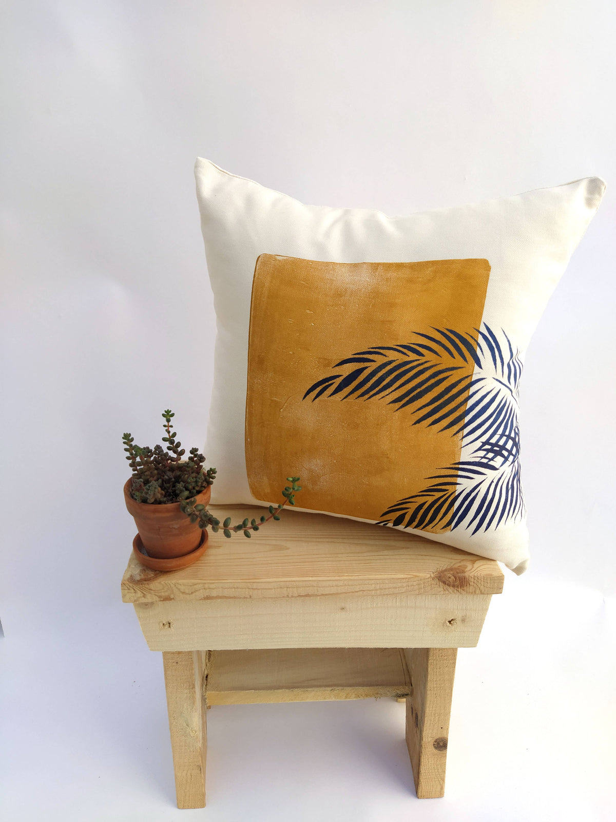 Housse de coussin décorative avec feuille de palmier imprimée
