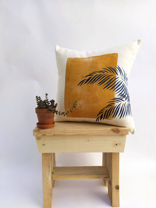 Housse de coussin décorative avec feuille de palmier imprimée
