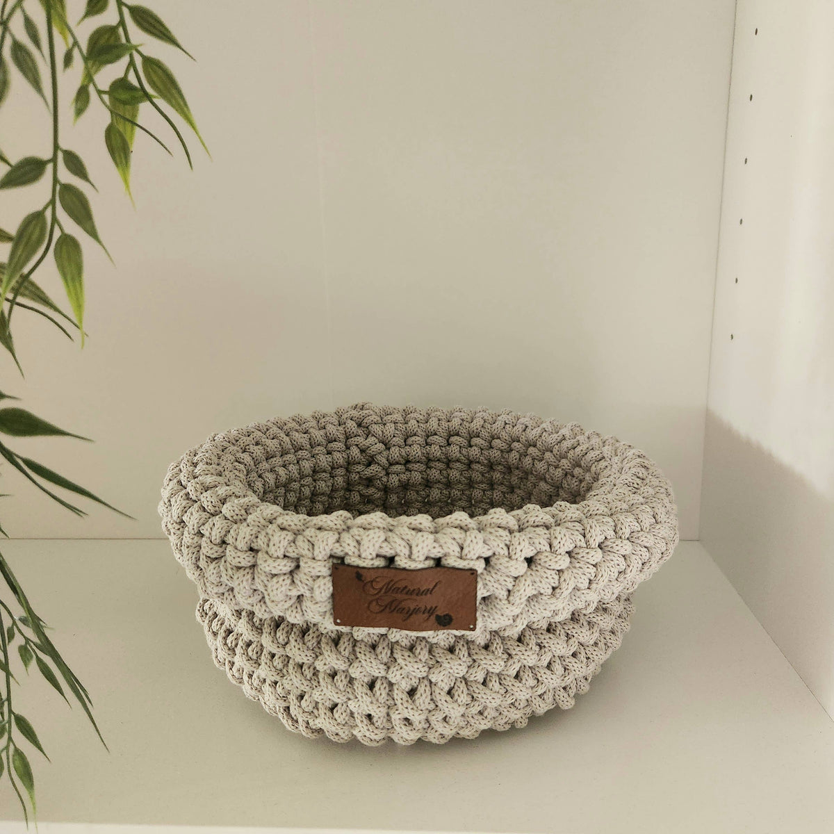 Corbeille crochet  rangement  pour n'importe quel espace: Ecru / M