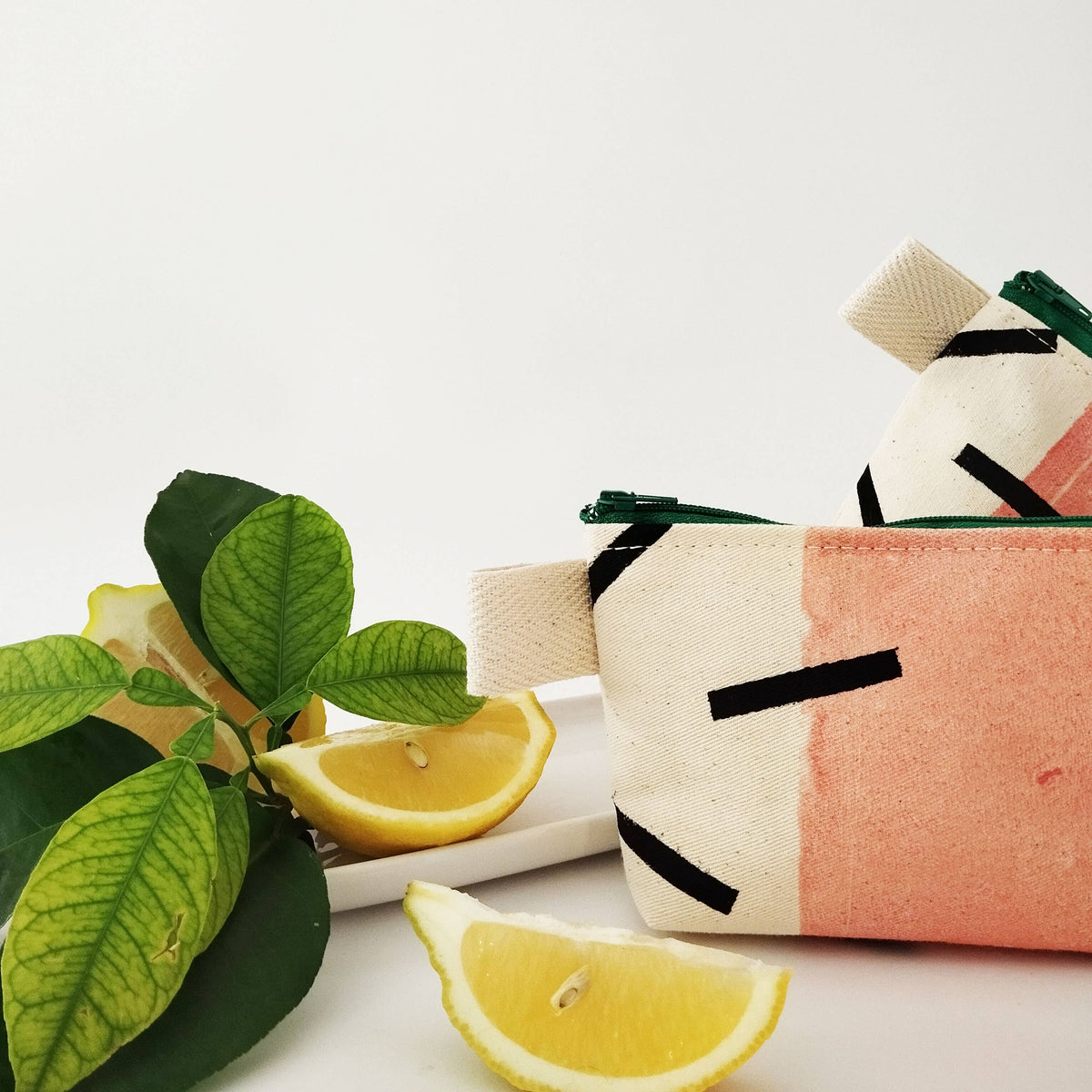 Trousse de maquillage funky rose en toile de coton