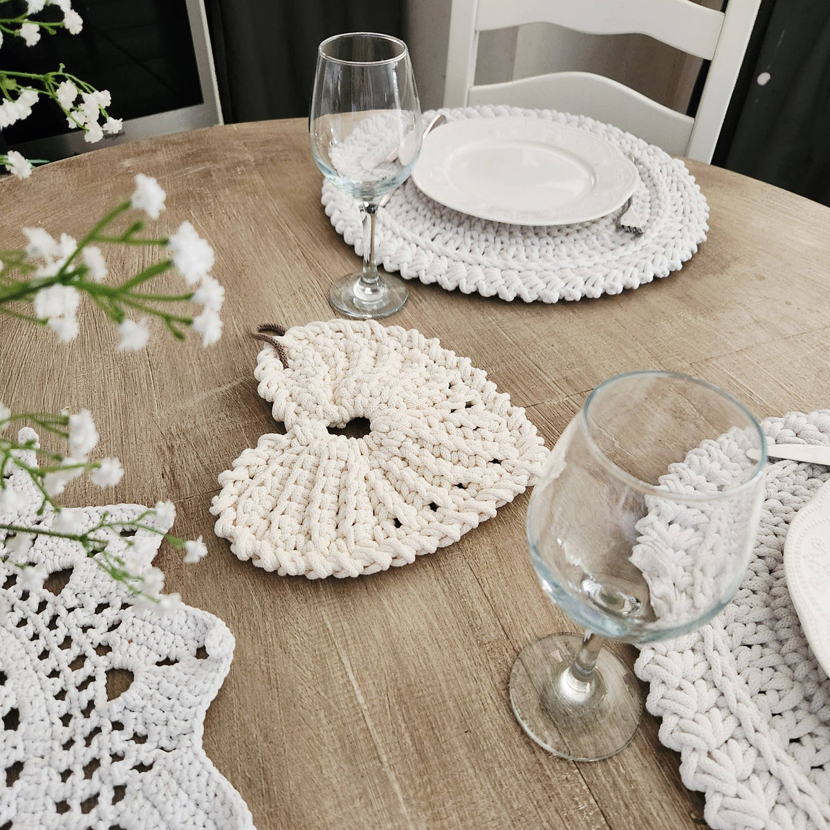 Dessous de plat, cœur de coton: Gris