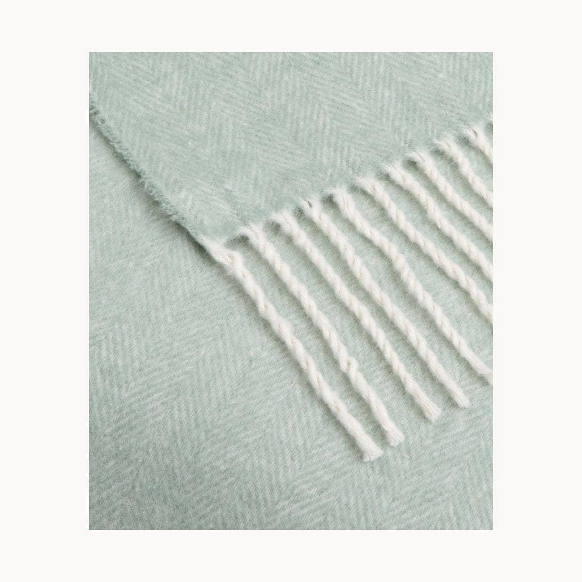 Super Soft Babele Herringbone - Plaid en Coton Recyclé: Vert
