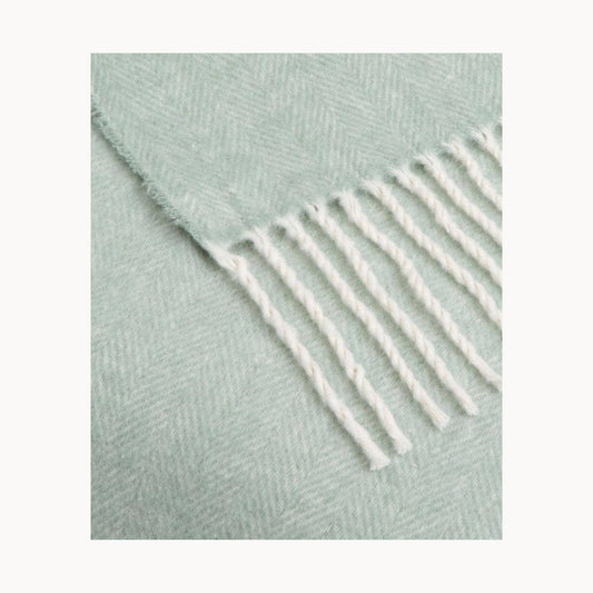 Super Soft Babele Herringbone - Plaid en Coton Recyclé: Vert