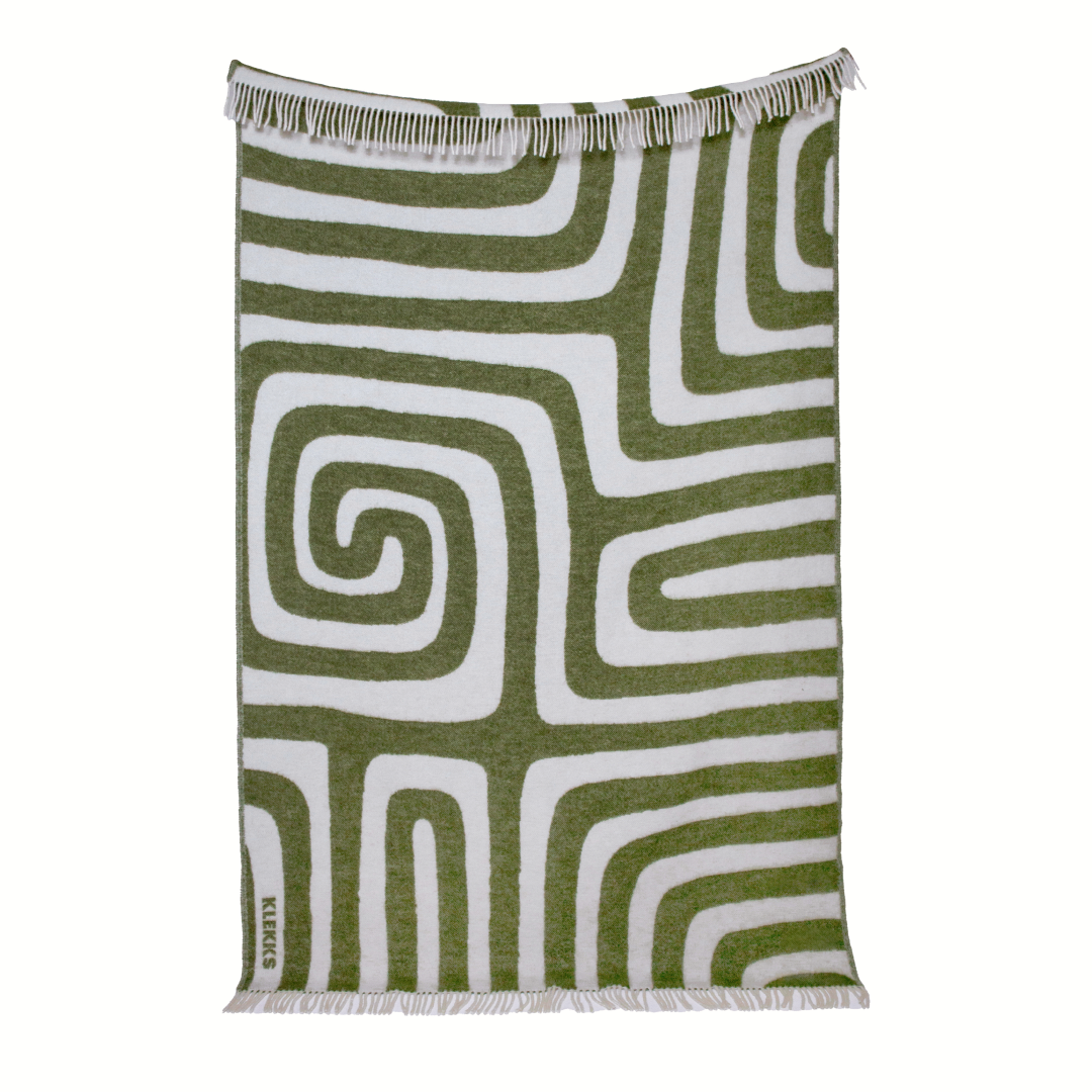 Couverture en laine Labyrinthe Verte