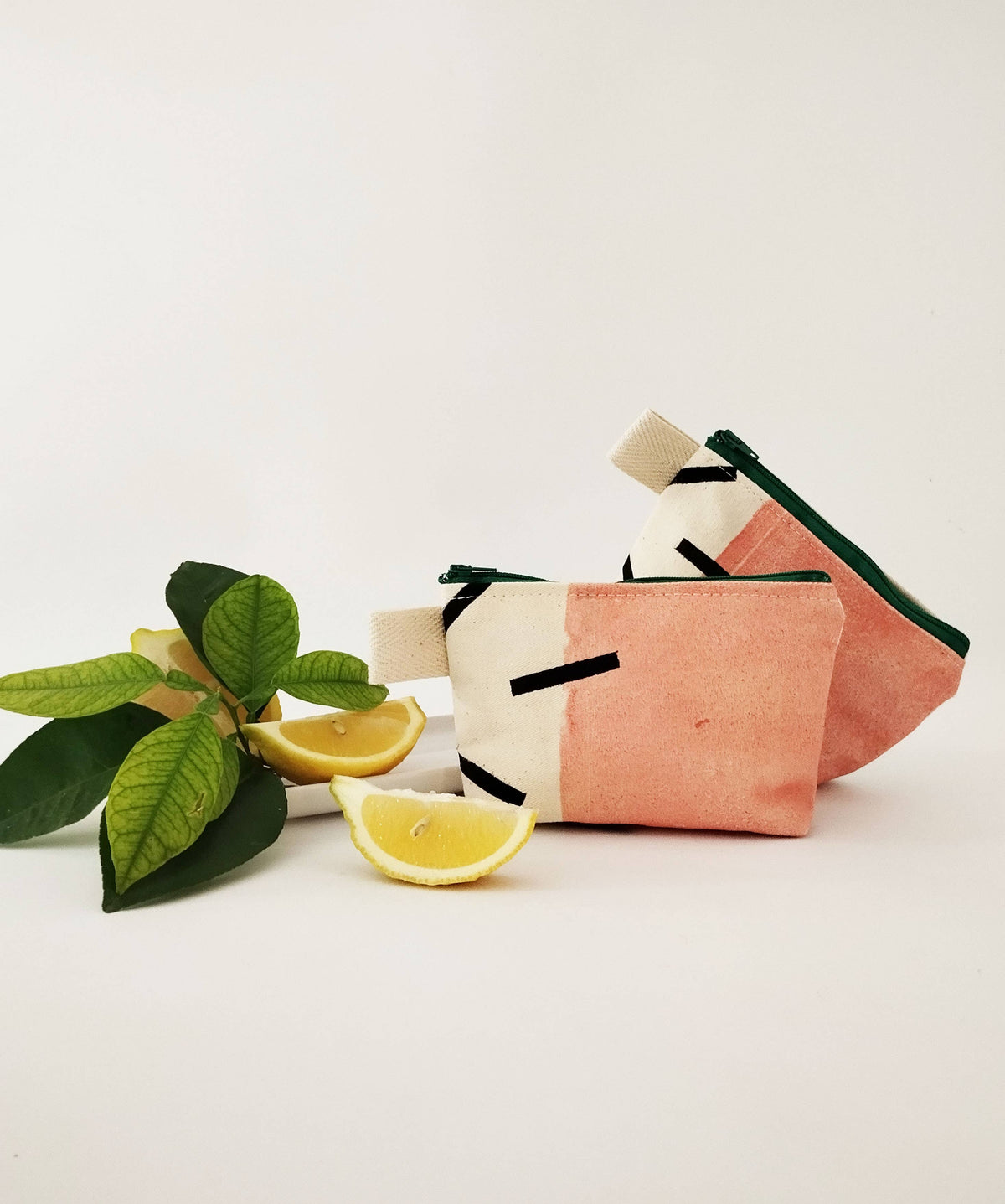 Trousse de maquillage funky rose en toile de coton