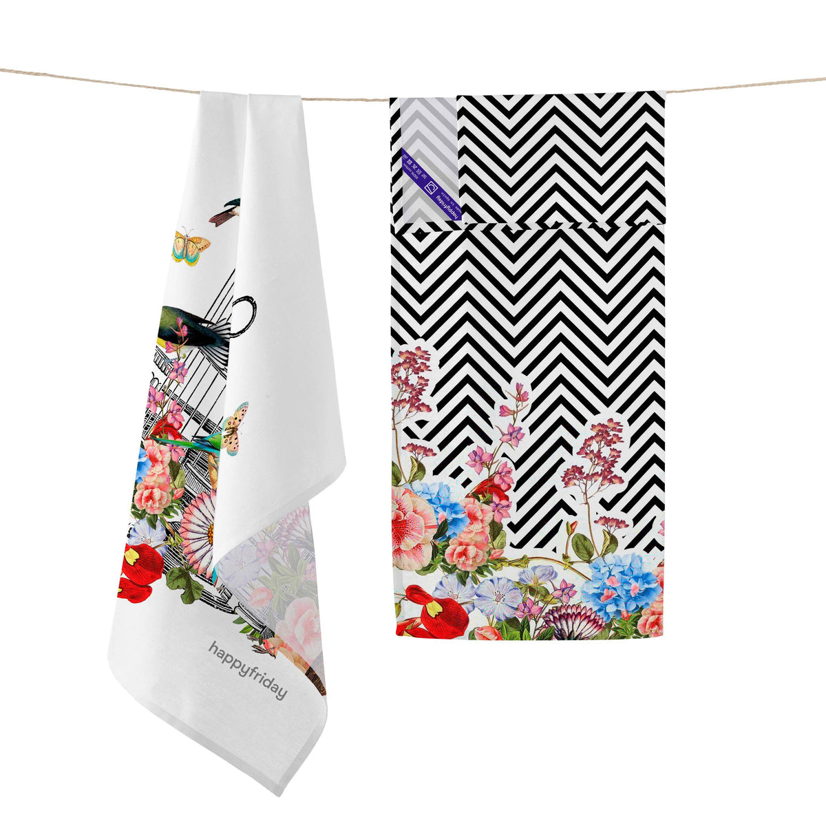 Lot de 2 torchons de cuisine Hanging Garden 70 x 50 cm