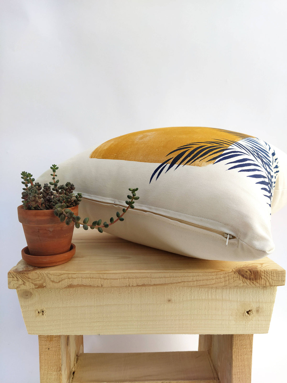 Housse de coussin décorative avec feuille de palmier imprimée