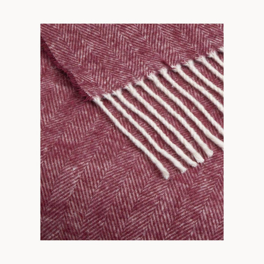 Super Soft Babele Herringbone - Plaid en Coton Recyclé: Vin Rouge