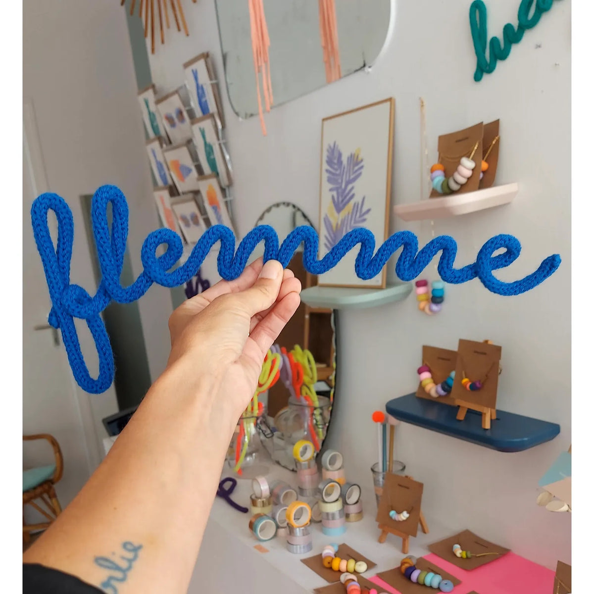 Décoration Murale en tricotin Les Mots d'Ado: "Flemme"