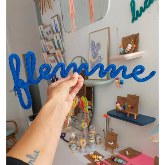Décoration Murale en tricotin Les Mots d'Ado: "Flemme"