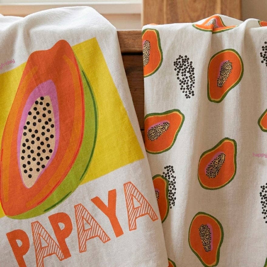 Torchon de cuisine 2 unités Papaye fruit 70 x 50 cm
