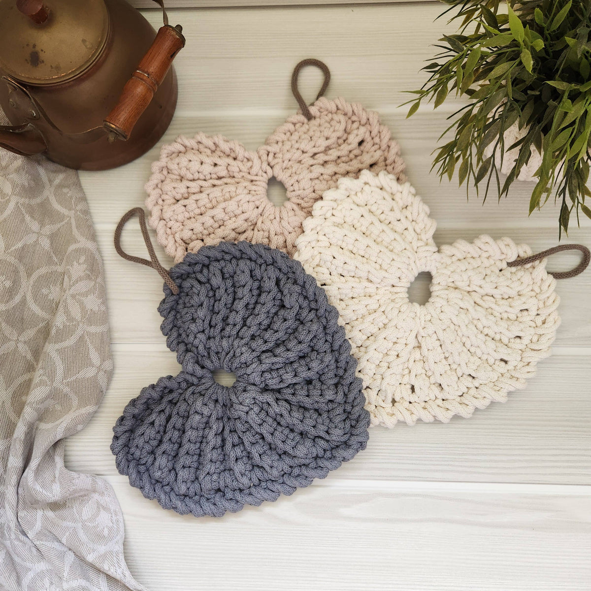 Dessous de plat, cœur de coton: Gris