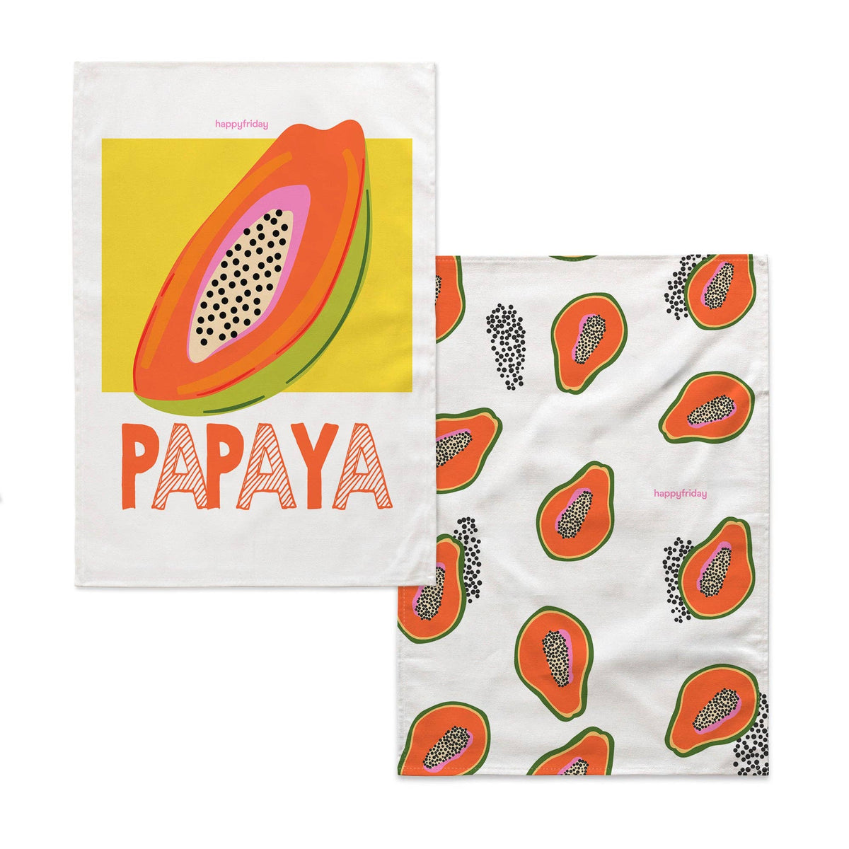 Torchon de cuisine 2 unités Papaye fruit 70 x 50 cm