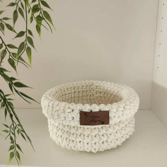 Corbeille crochet  rangement  pour n'importe quel espace: Ecru / M